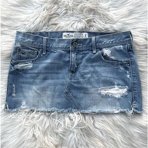 Hollister Denim Destroyed Look Mini Skirt Y2K 90s VTG
